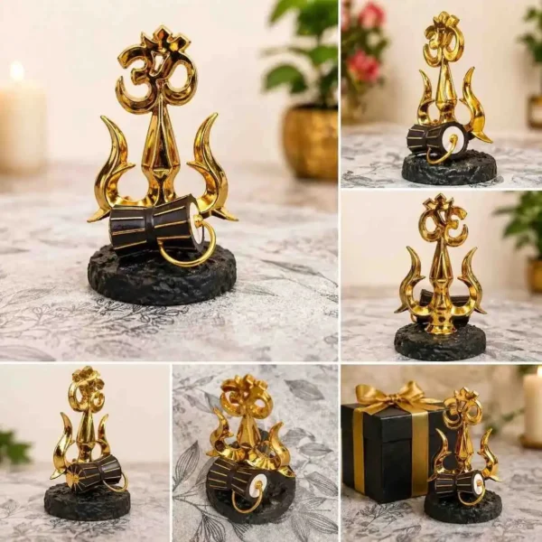 golden om trishul decorative idol